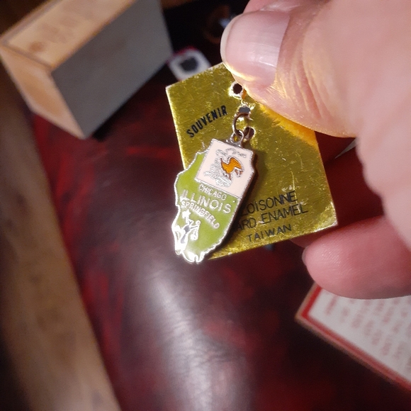 1960s/70's Souvenier Enamel Illinois Cloisonne Charm - Picture 2 of 15